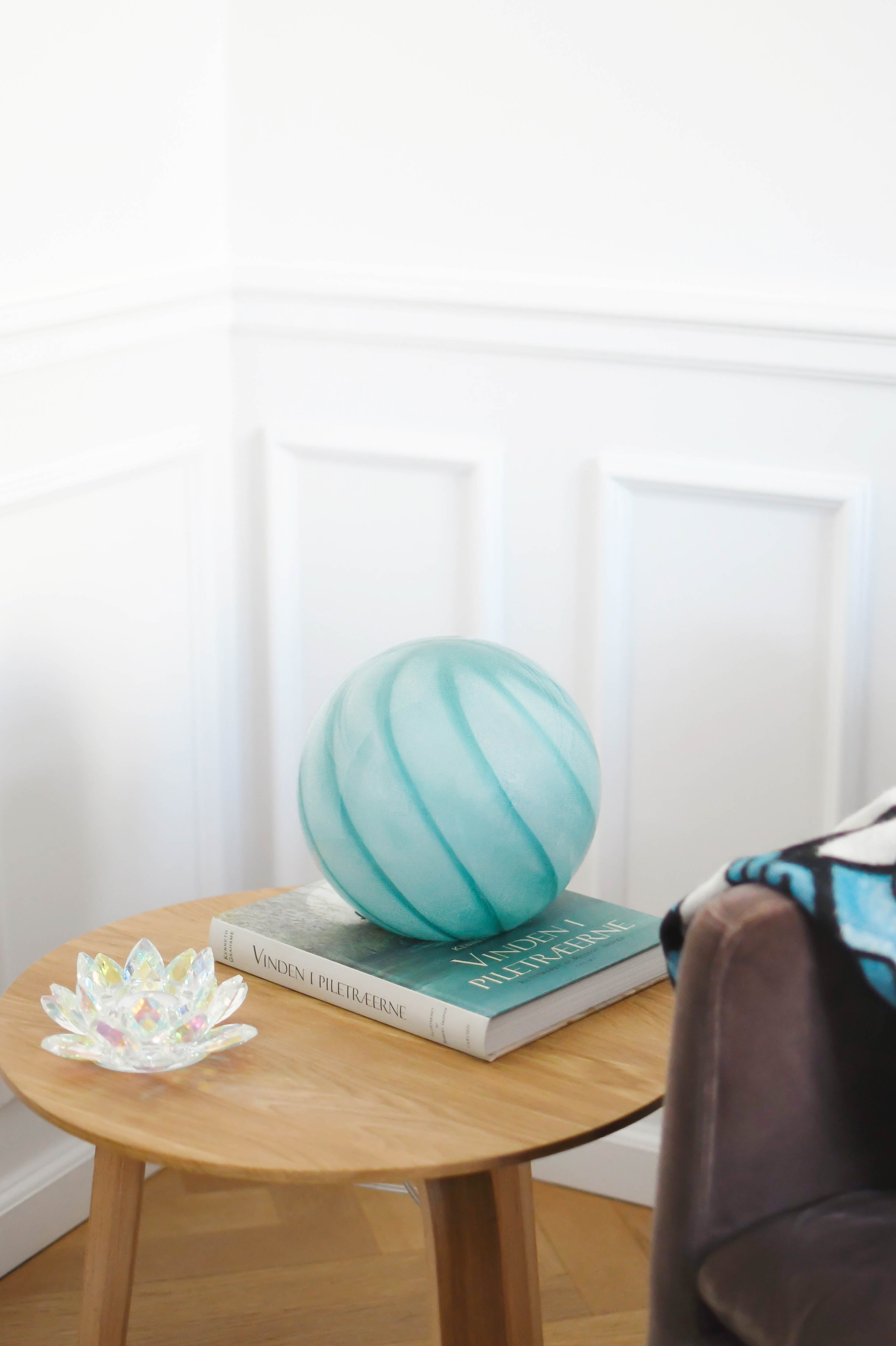 Moon swirl mushroom bordlampe, turkis - 20 cm